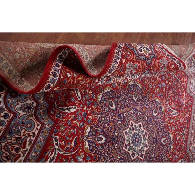 Victorian Style Red Kashan Turkish Rug Machine Made Traditional Carpet - 9'9" x 13'0"