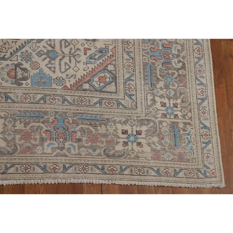 Geometric Tabriz Persian Area Rug Handmade Dining Room Wool Carpet - 9'3"x 12'8"