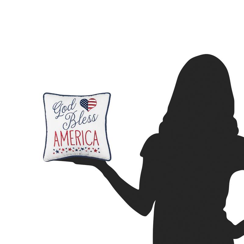 10" x 10" God Bless America Americana July Fourth Embroidered Throw Pillow