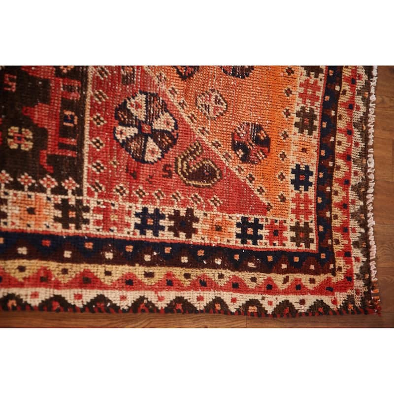 Vegetable Dye Animals Tribal Qashqai Persian Antique Rug - 3'3"x 5'6"