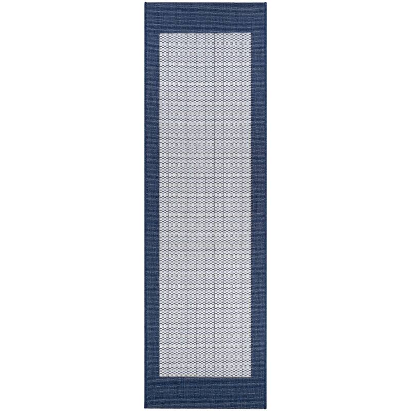 Pergola Quad Indoor/ Outdoor Area Rug - 2'3" x 11'9" Runner - Blue/Ivory
