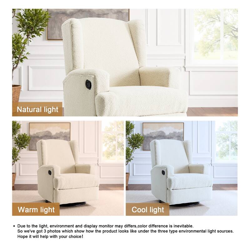 31'' W Wingback Manual Glider Swivel Rocker Recliner Nursery Chair