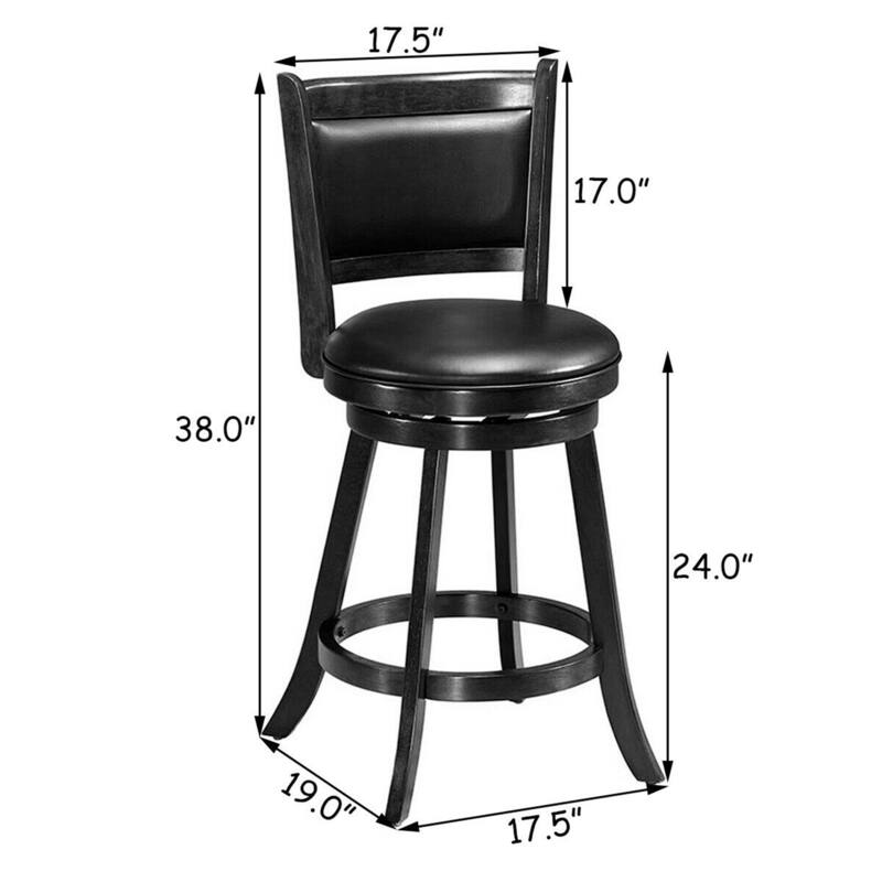 Gymax 2PCS 24'' Swivel Counter Stool Dining Chair Upholstered Seat - See Details