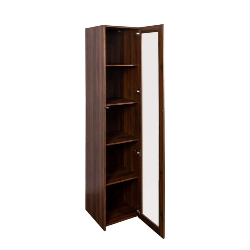 Modern Display Bookcase – Glass-Front Storage Cabinet with 5 Shelves & LED Illumination‌ - 15.75in. W X15.75in.DX70.87in. H