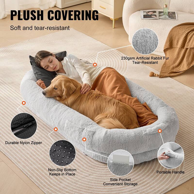 Human Dog Bed Egg Orthopedic Foam, Storage Pocket, Large Dog Bean Bed