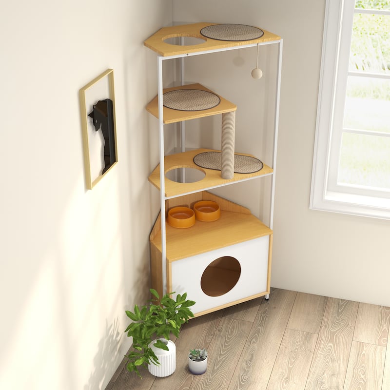 Engaging Corner Cat Tree for Maximizing Space and Fun