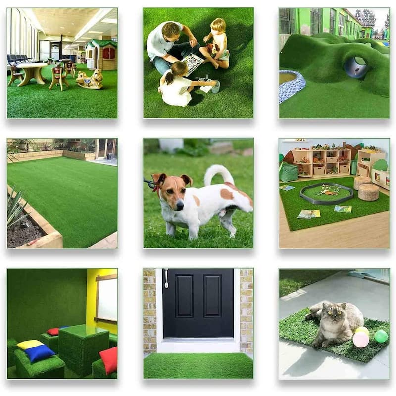 FAMAPY 6.6' x 10' Faux Green Grass Turf Indoor Outdoor Area Rug - 6.6ft x 10ft