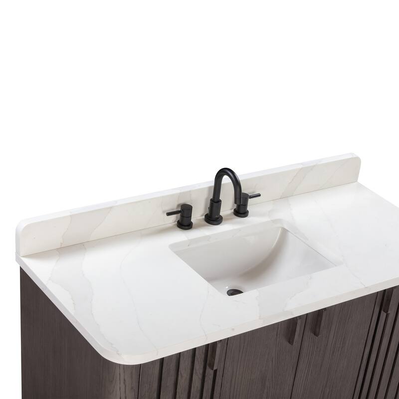 Avanity Blakely 49 in. Vanity Combo in Brown Oak finish with Calacatta Quartz Top