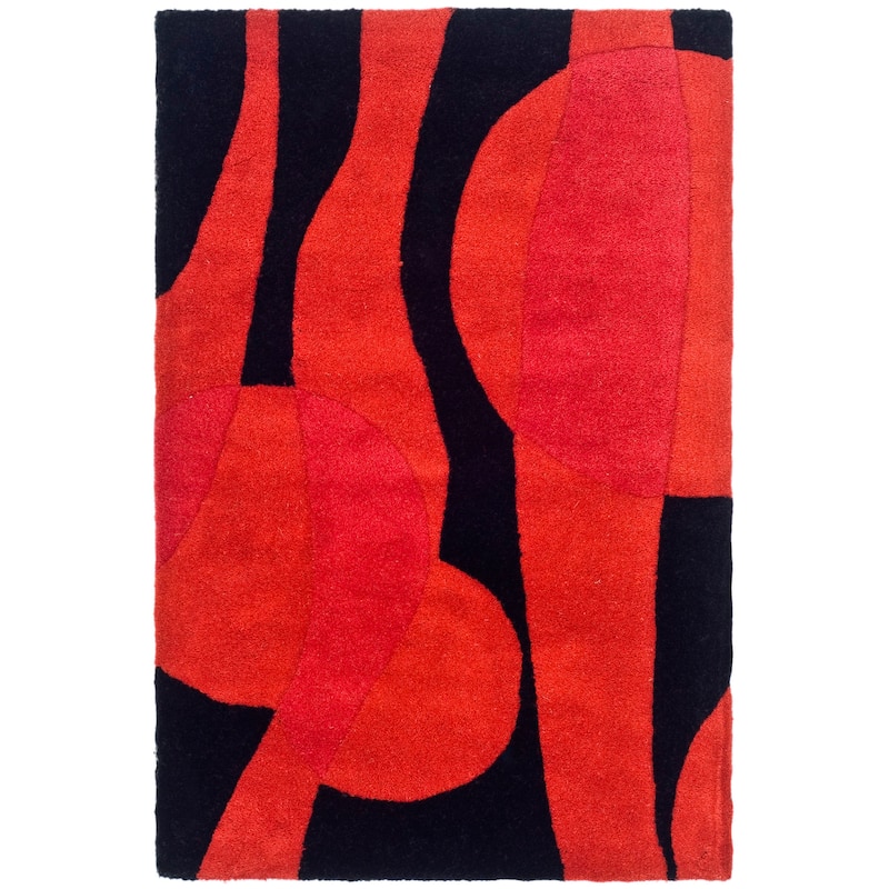 SAFAVIEH Handmade Soho Tawny Floral N.Z. Wool Rug - 2' x 3' - Black/Red