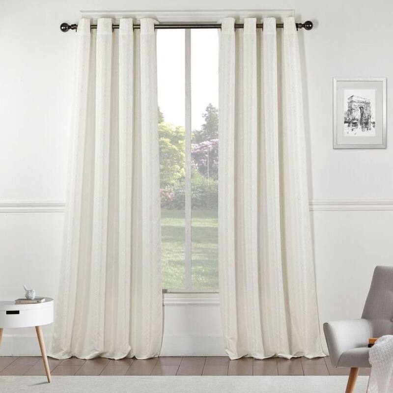 84" Ivory Linework Textured Window Curtain Panel - 84" x 54"