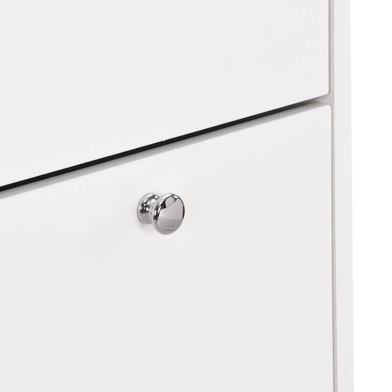Sleek Narrow Shoe Cabinet with Adjustable Shelves & 3 Flip Drawers, Wood Grain Finish for Entryway Storage