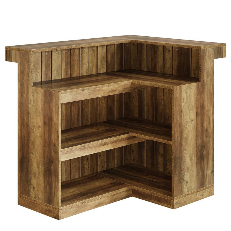 L-Shaped Home Bar Unit, 4-Tier Corner Liquor Bar Table