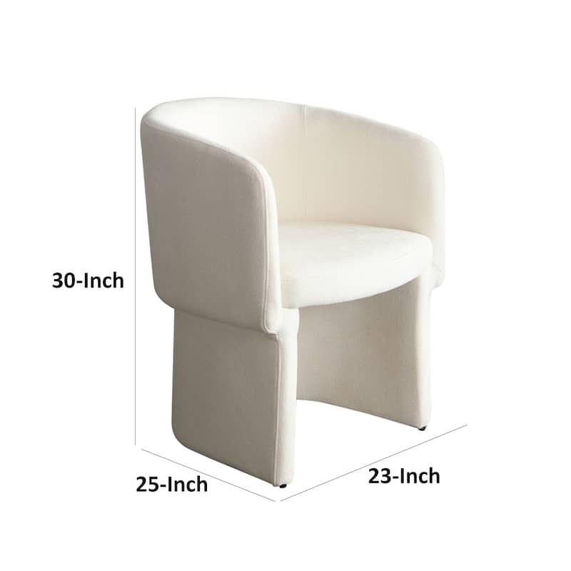 Tesy Dining Side Chair, Elite Ivory Textured Polyester, Sloping Arms