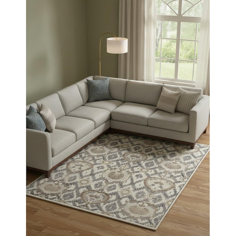 HomeRoots Floral Transitional Rectangle Area Rug - 12' x 15' - 12' x 15'