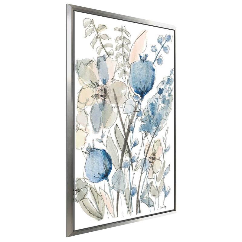 "Blue And White Floral I" Print on Floating Canvas