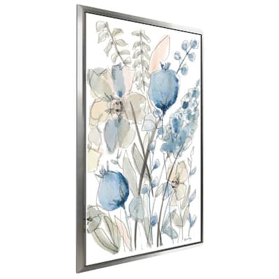 "Blue And White Floral I" Print on Floating Canvas