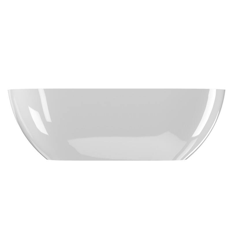 ABRUZZO Glossy White Freestanding Solid Surface Bathtub with Overflow and Pop-up Drain