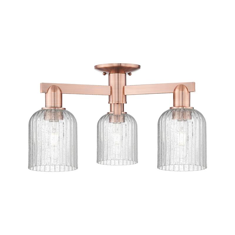 Innovations Lighting 716-3F-11-23 Bridal Veil Semi-Flush Bridal Veil 3 - Antique Copper / Seedy