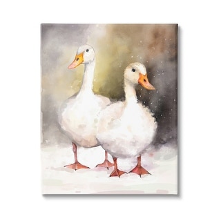 Stupell Two White Ducks in Snow Canvas Wall Art Design by Ziwei Li ...