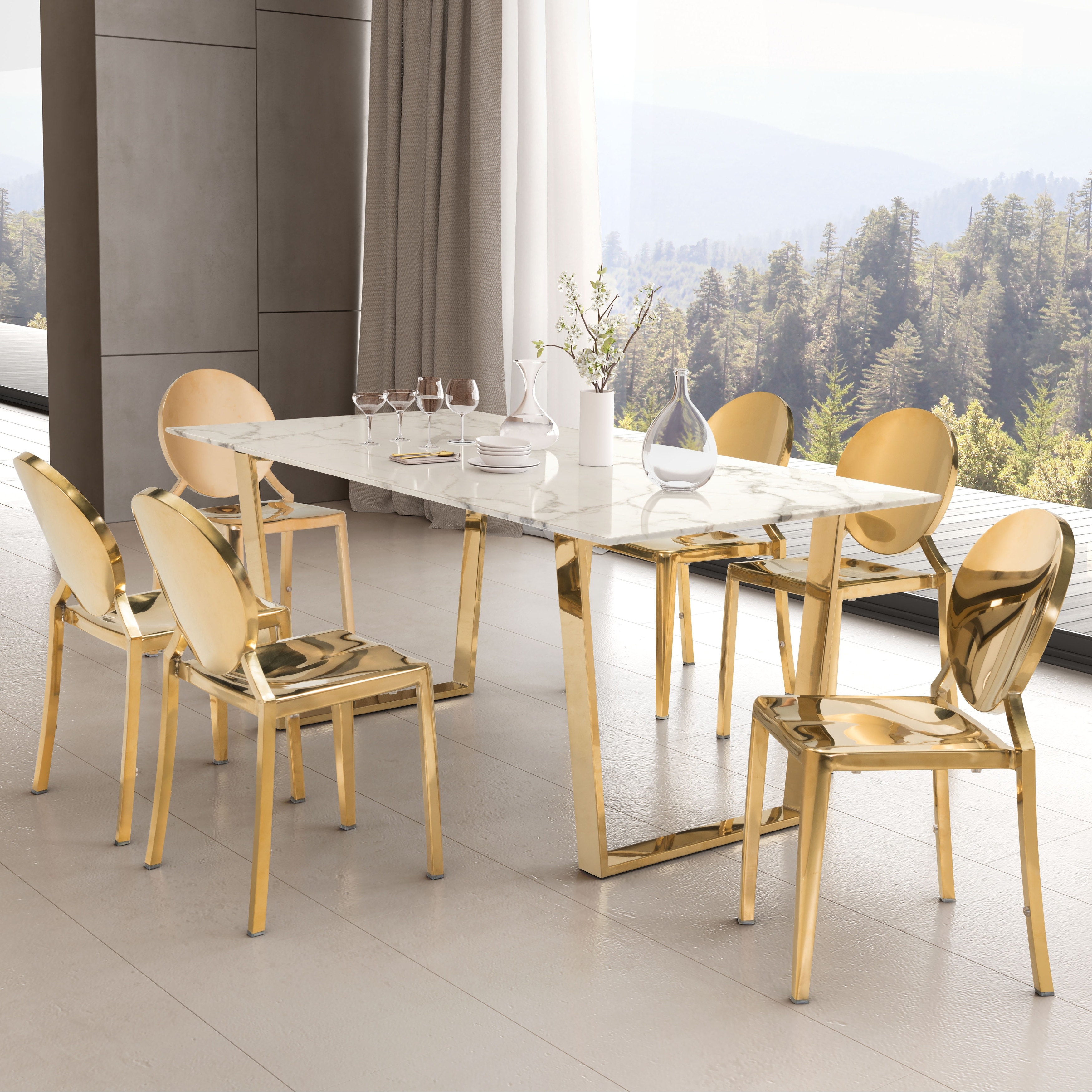 Ben Air Dining Table White & Gold