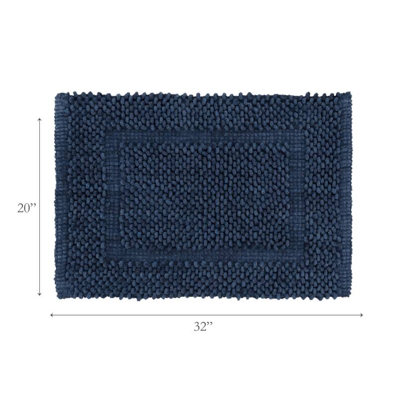 Sophie Border Ultra-plush Chenille Non-Slip Cotton Bath Mat