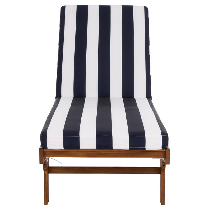 SAFAVIEH Iyanna Lounge Chair - 25 In. W x 80 In. D x 17-42 In. H - 25"W x 80"D x 17-42"H - Natural/Navy Stripe
