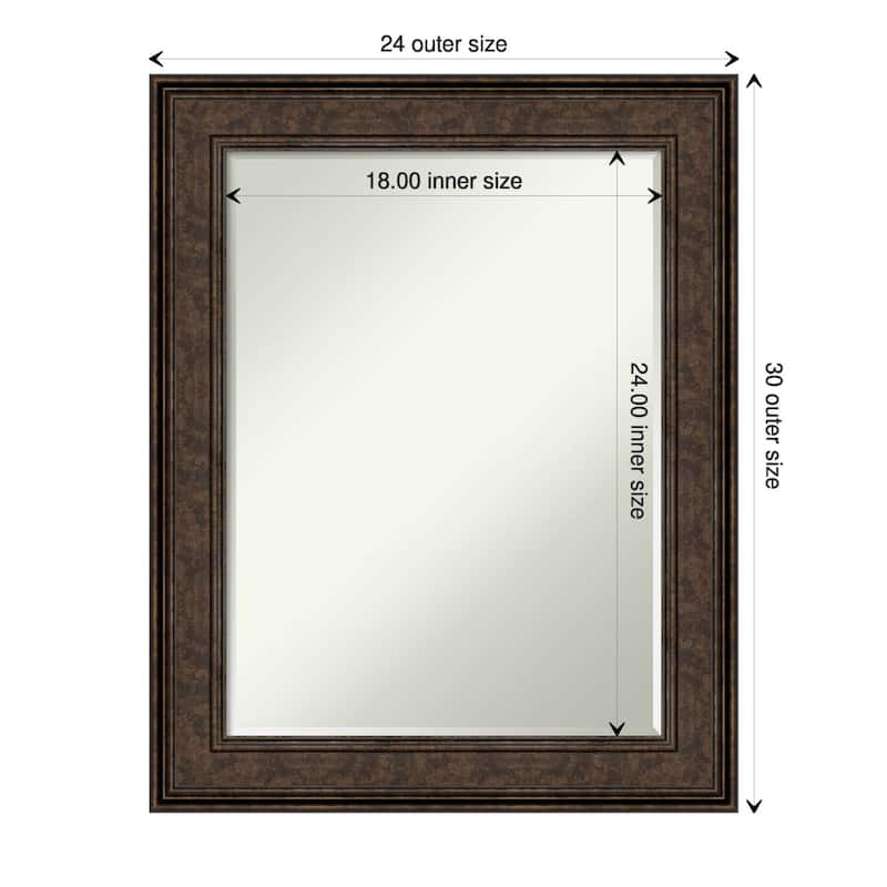 Petite Bevel Wall Mirror - Ridge Black Frame - 24 x 30 in - Ridge Bronze