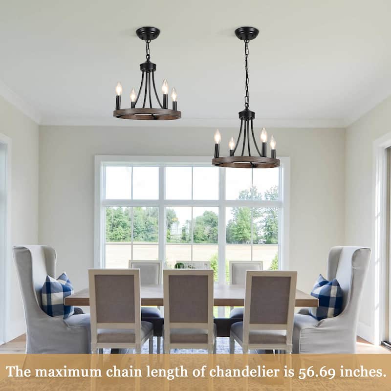 4 - Light Wagon Wheel Chandelier for Living Room Dining Room Kitchen - N/A