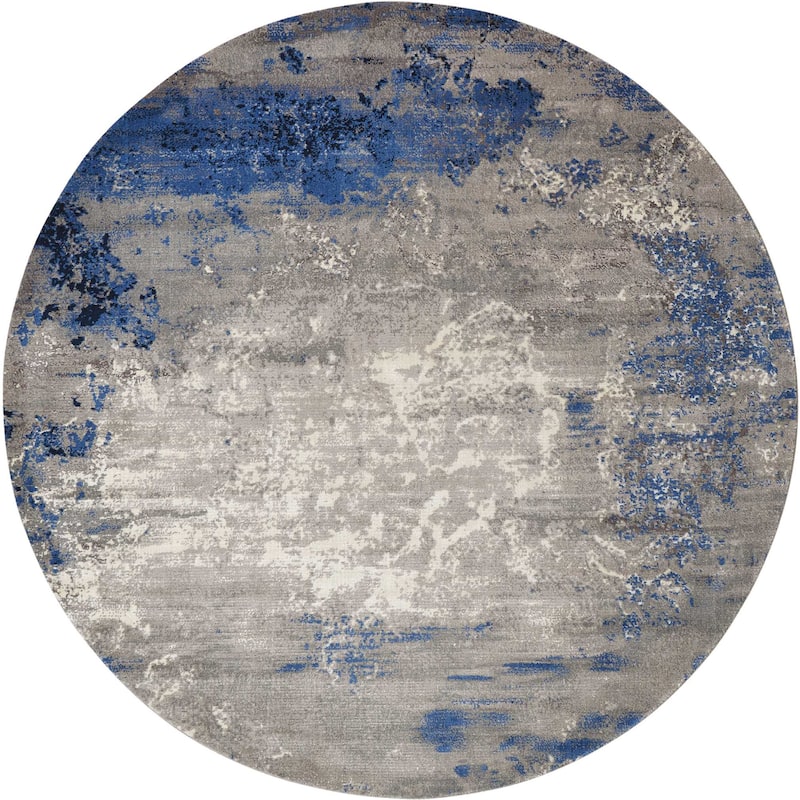Nourison Twilight Area Rug - 8' Round - Blue/Grey - Round
