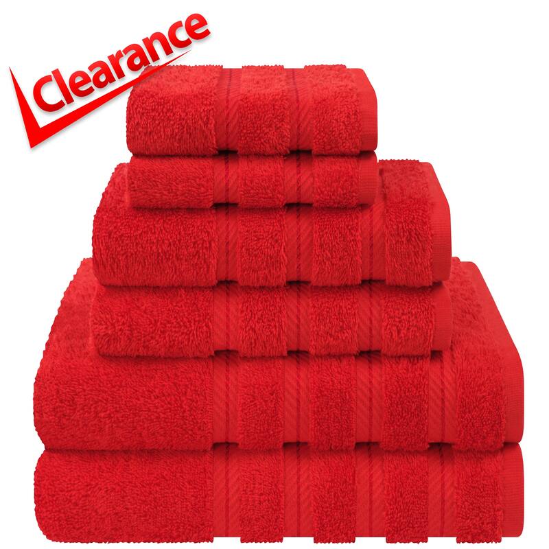 American Soft Linen 6 Piece Turkish Cotton Bath Towel Set - Red