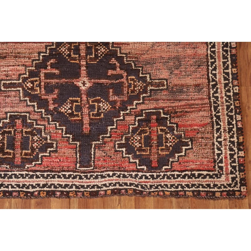 Tribal Geometric Qashqai Persian Antique Rug Hand-knotted Wool Carpet - 4'9"x 6'11"