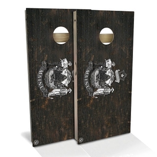 Maine Flag Rustic Outdoor Cornhole Board Set
