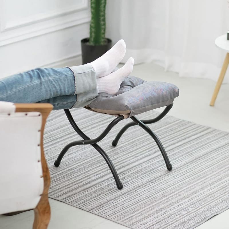 15" Folding Foot Stool Elegant Foldable Ottoman