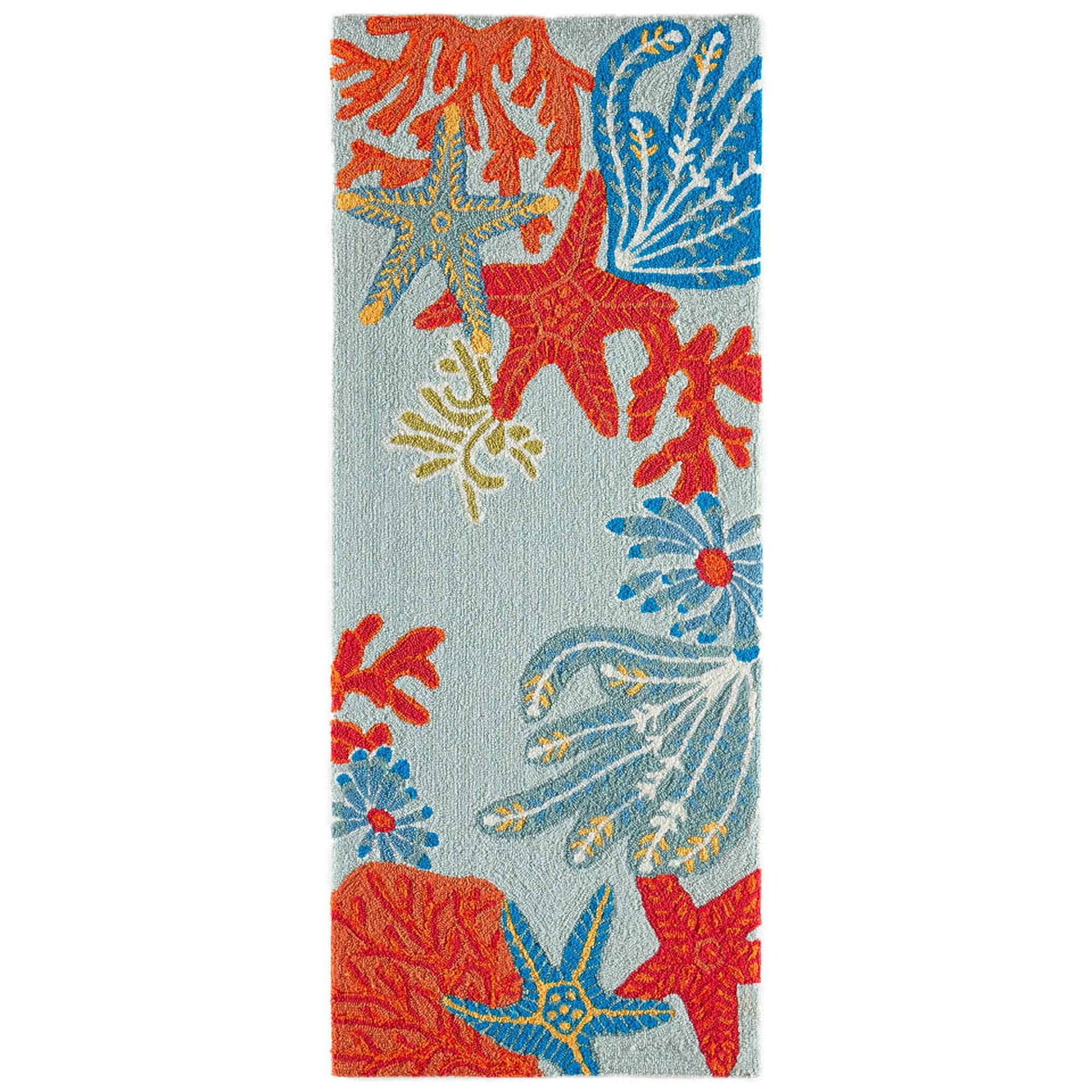 Lush Decor Ravella Ocean Scene Indoor/Outdoor Rug Aqua - 2' x 5'