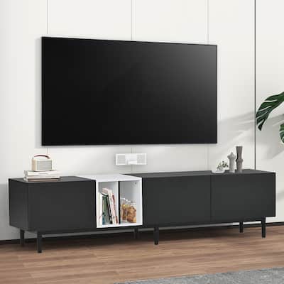 TV Stand for 80" TV with 3 Doors, Media Console Table, Entertainment Center with Large Storage Cabinet