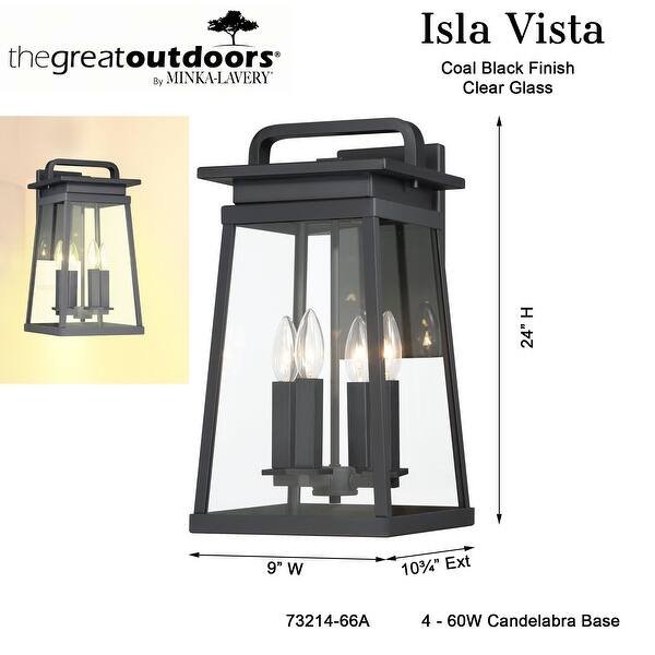 The Great Outdoors 73214 Isla Vista 4 Light 24" Tall Outdoor Wall