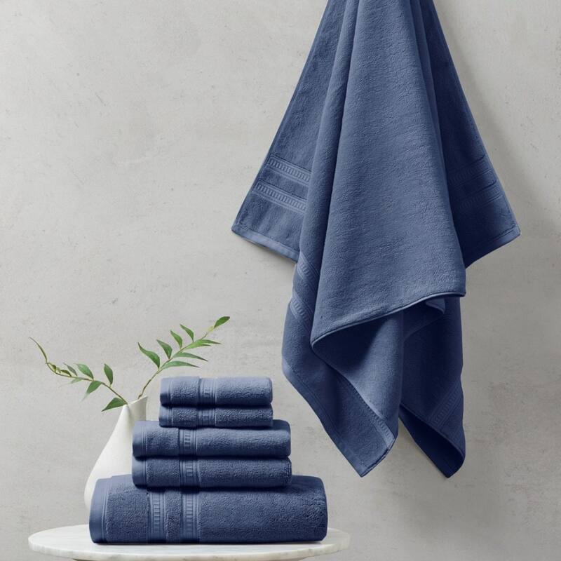 Cotton Feather Touch Antimicrobial Towel 6 Piece Set - Navy