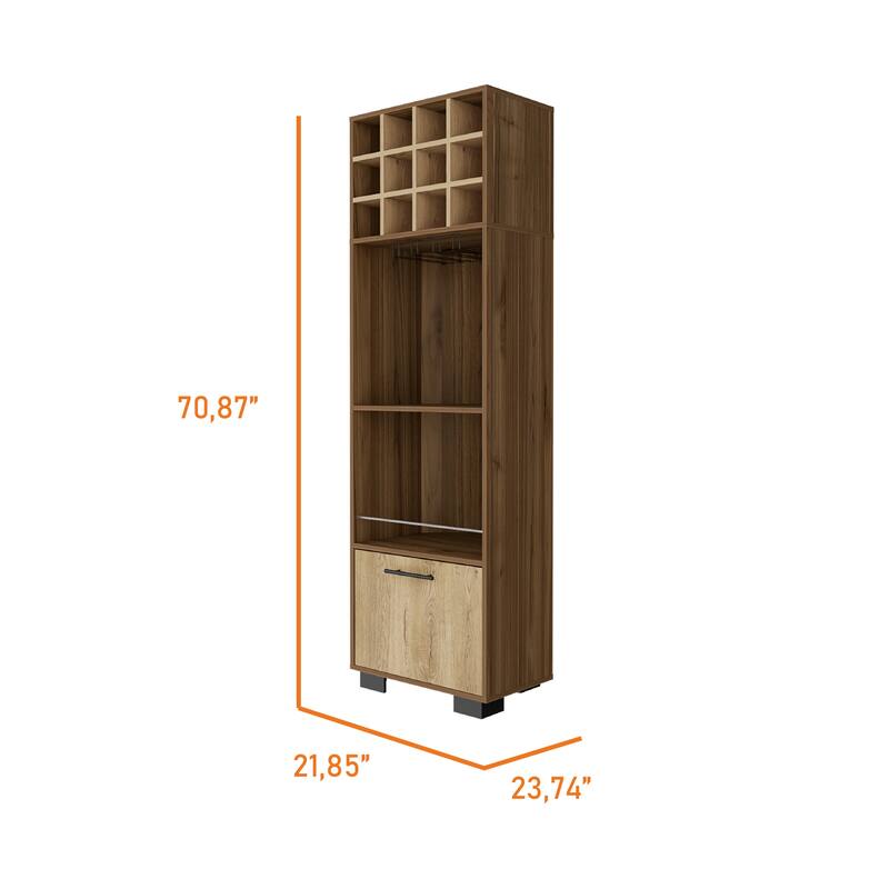 Jackson 12-Bottle 2-Shelf 1-Drawer Bar Cabinet Mahagony and Macadamia