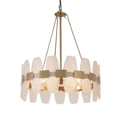 Modern Contemporary 4-Lights Drum Chandelier Art Glass Ceiling Lights for Dining Room - D 19.7" x H 24"