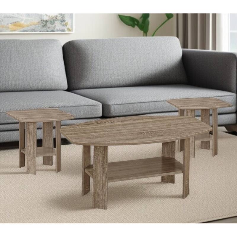 HomeRoots Dark Taupe Table Set - 3Pcs Set - 35.5 x 21.5 x 16.25 - 35.5 x 21.5 x 16.25 - Taupe - Laminate