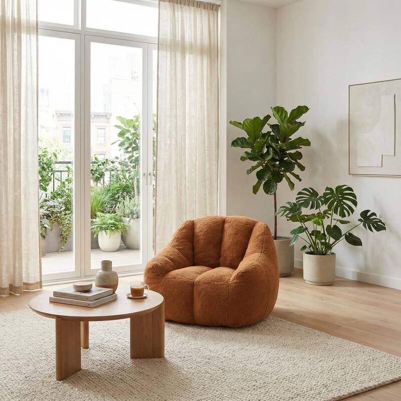 HOMYLIN Teddy Bean Bag Chair with Foam Filling, Soft Lounge Seat