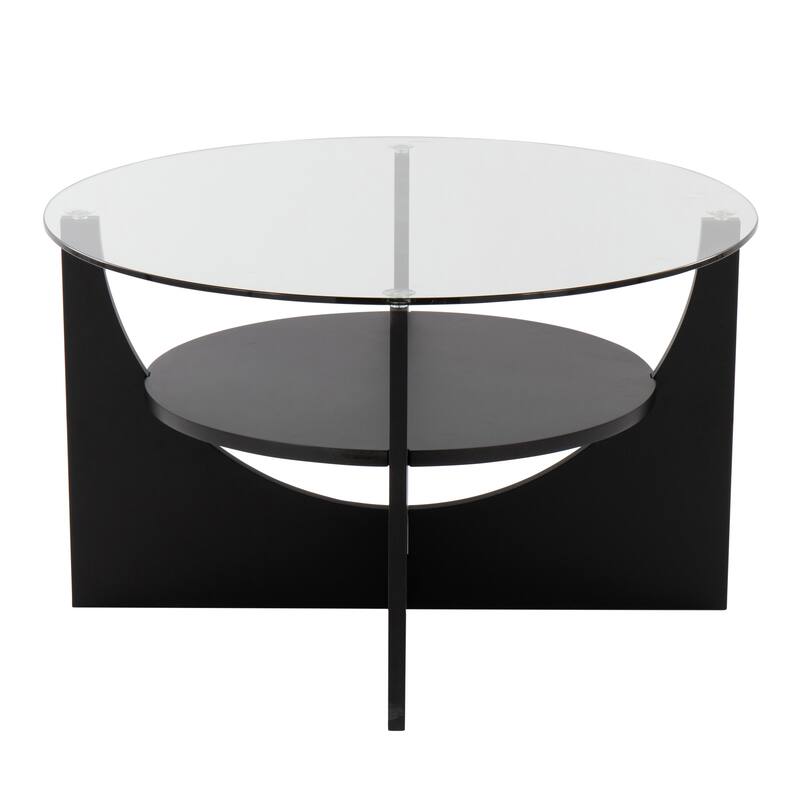 Strick & Bolton Hugh Coffee Table - Black Wood/Clear Glass