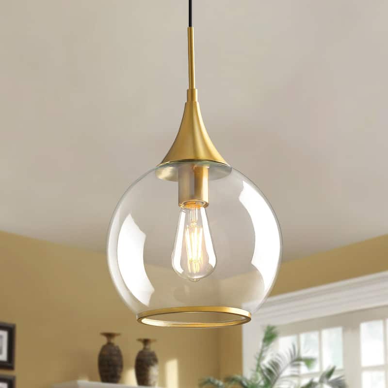 Modern Pendant Light Fixture Dimmable Kitchen Island Hanging Ceiling Lights with Glass Shade - 1-Light - gold