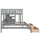 preview thumbnail 5 of 16, Full Over Twin & Twin Bunk Bed Kids Bed Wood Triple Bunk Bed with Drawers and Guardrails, Gray