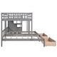 preview thumbnail 5 of 16, Full Over Twin & Twin Wood Triple Bunk Bed with Drawers and Guardrails, Gray