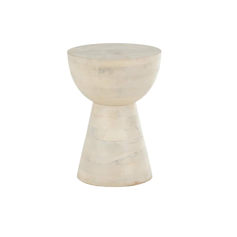 Mango Wood Accent Table with Cone Shaped Base - Cream - Roche River Decor
