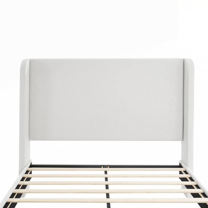High Headboard Upholstered Platform Bed No Box Spring Needed