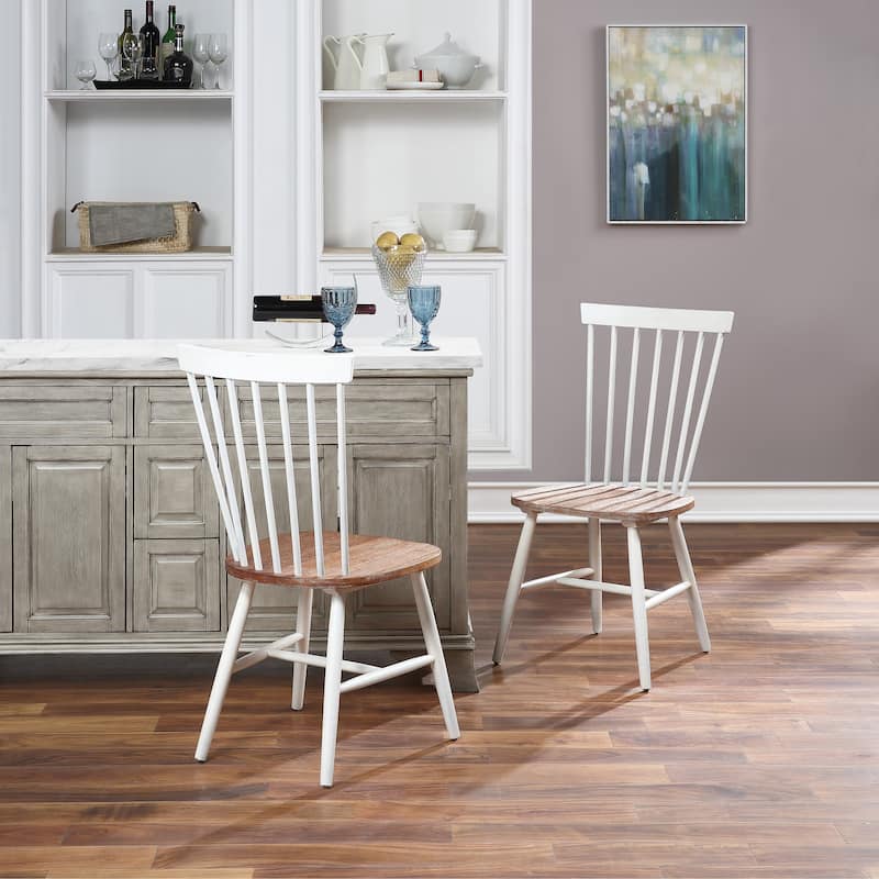Eagle Ridge Farmhouse Windsor-style Dining Chairs (Set of 2) - White