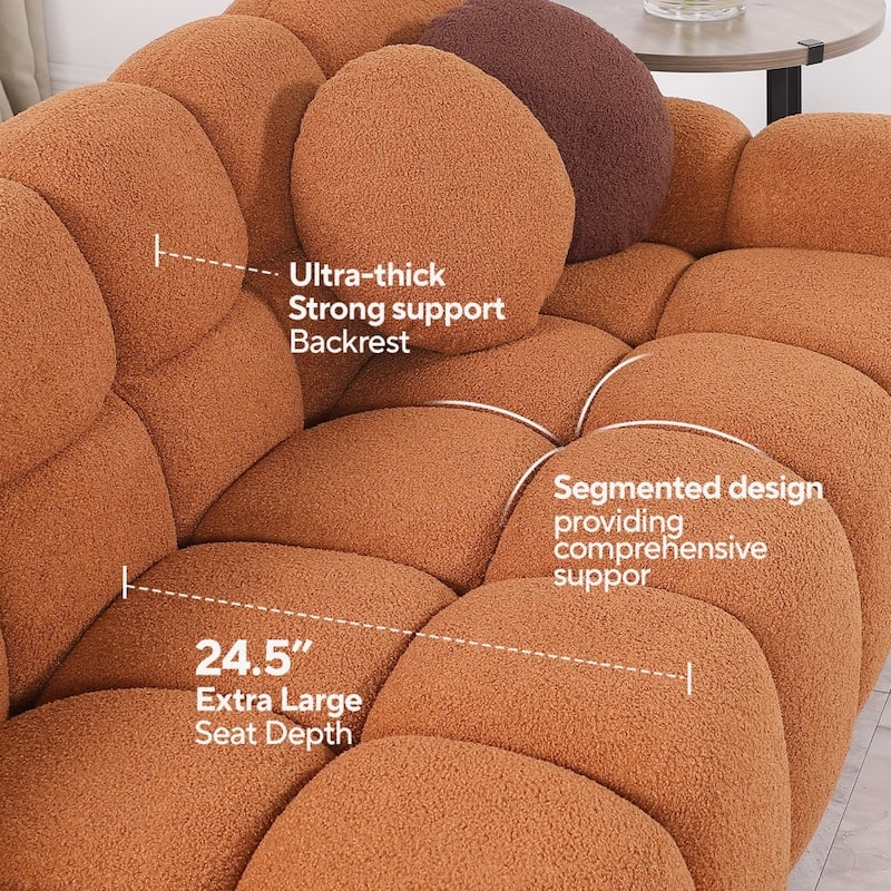 3 Seat Boucle Sofa with Two Pillows