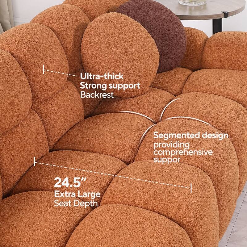 87.4" 3-Seater Boucle Sofa with Wood Frame